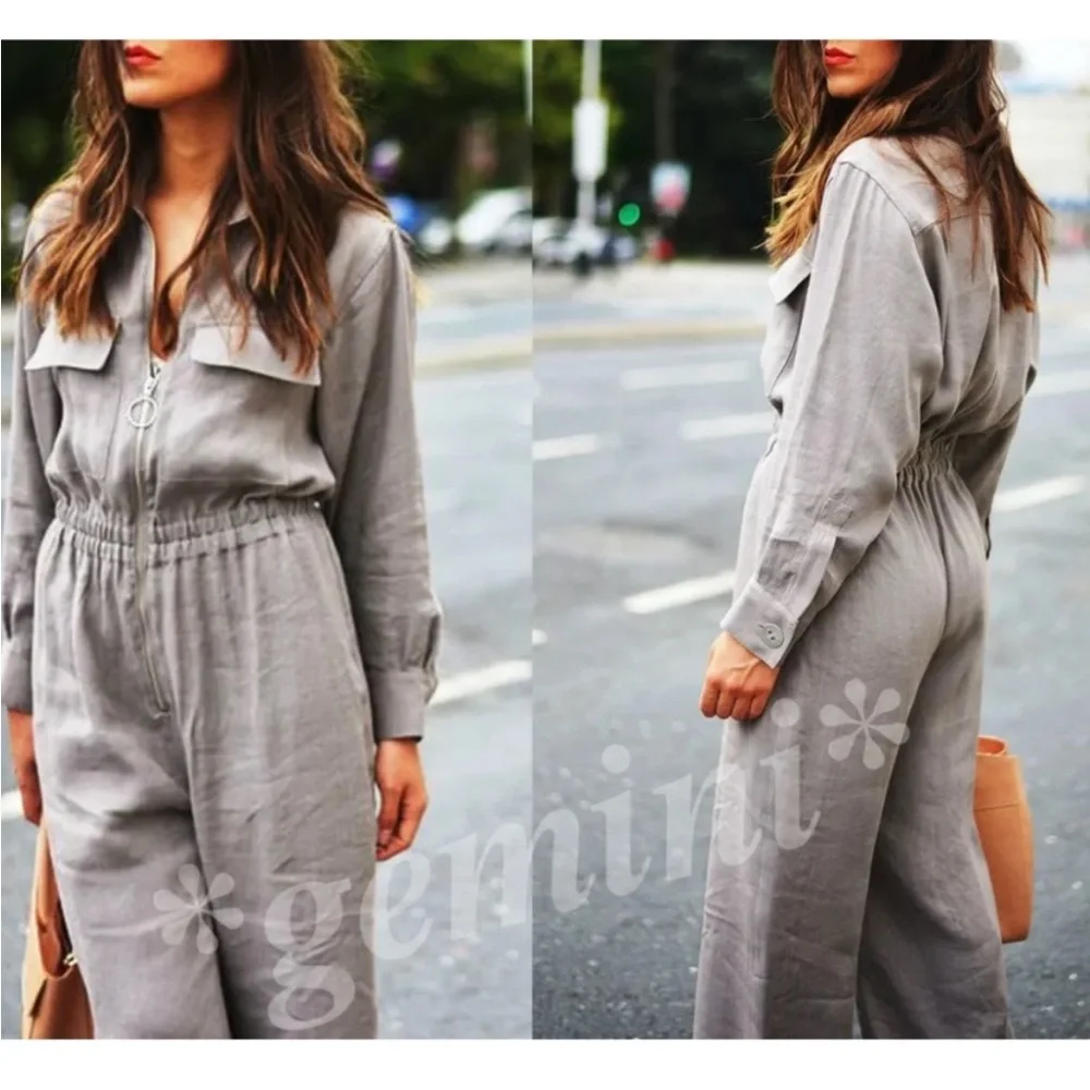 ZARA Studio Canvas Linen Utility Jumpsuit XS BLOGGER FAVORITE